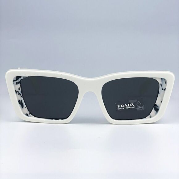 NEW Prada PR08YS 02V5S0 White Havana Black Gray Cat Eye Unisex Sunglasses - Picture 3 of 12